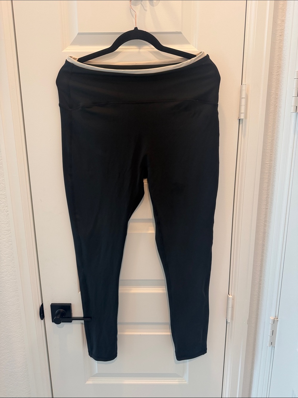 Salt Project Black Leggings with Cream Waistband